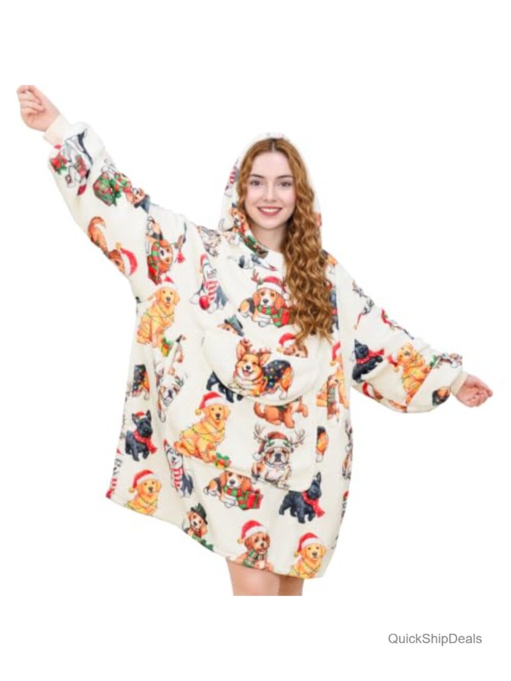 Oversized Wearable Blanket Hoodie Fleece Pull-On Lounging